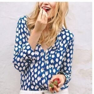 Anthropologie Maeve Strawberry print long sleeve blouse Size 8